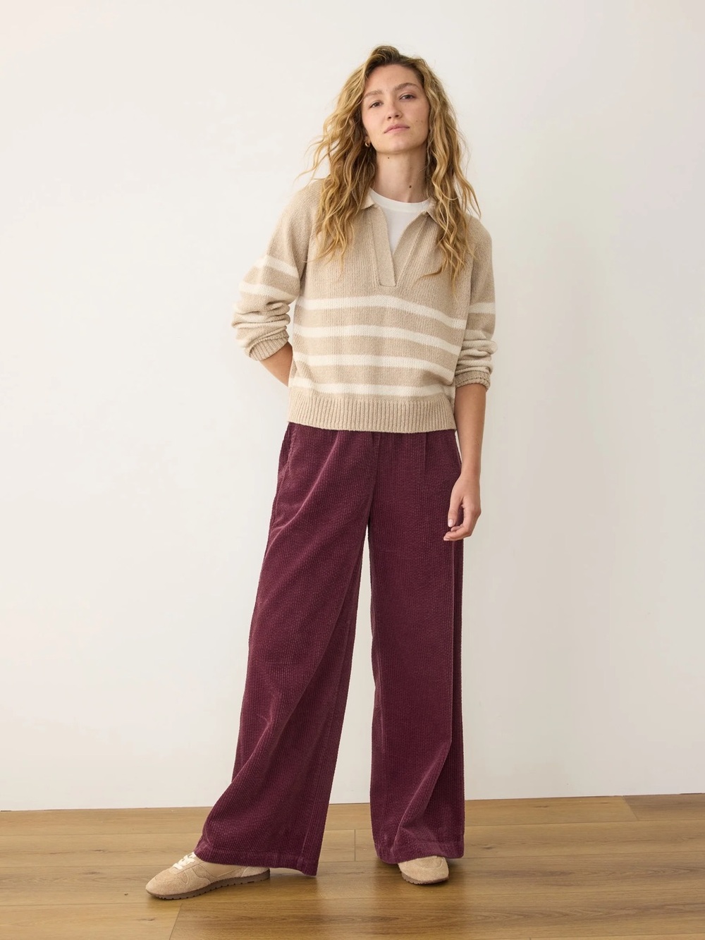 Marine Layer Allison Corduroy Pants in Wine color Size Small